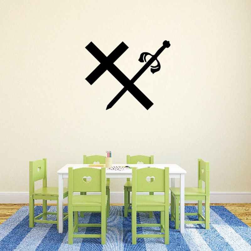 Image of Crossed Sword and Cross Decal