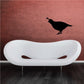 Crouching quail wall decal, black silhouette