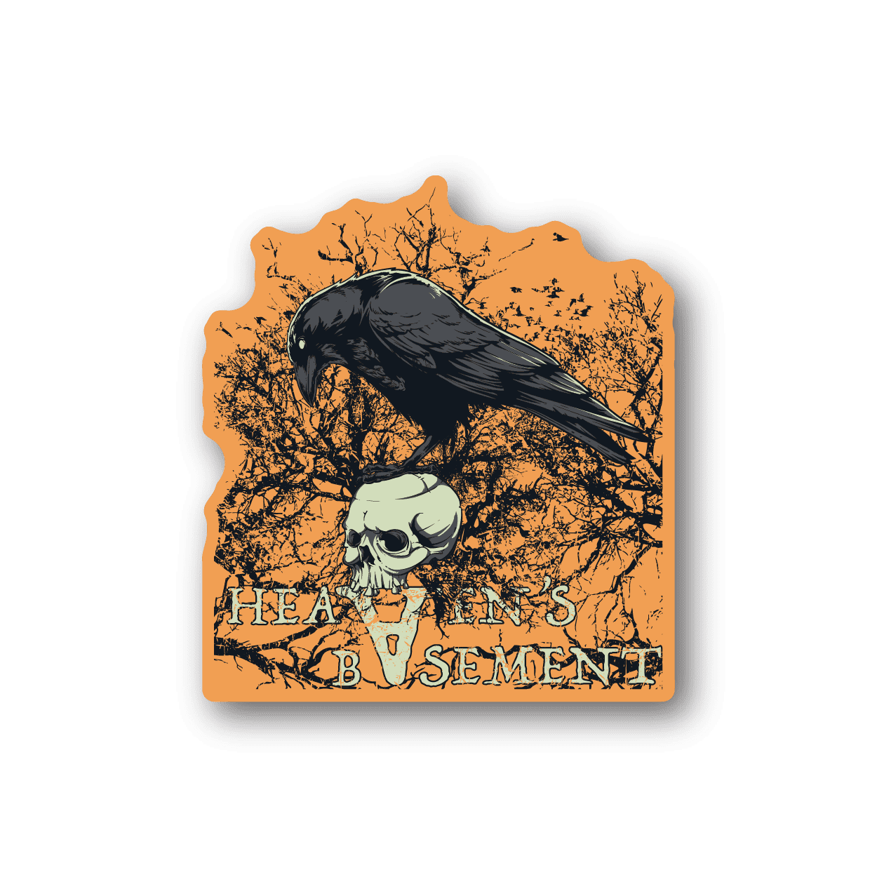 Image of Crow in Trees Heaven Basement Sticker