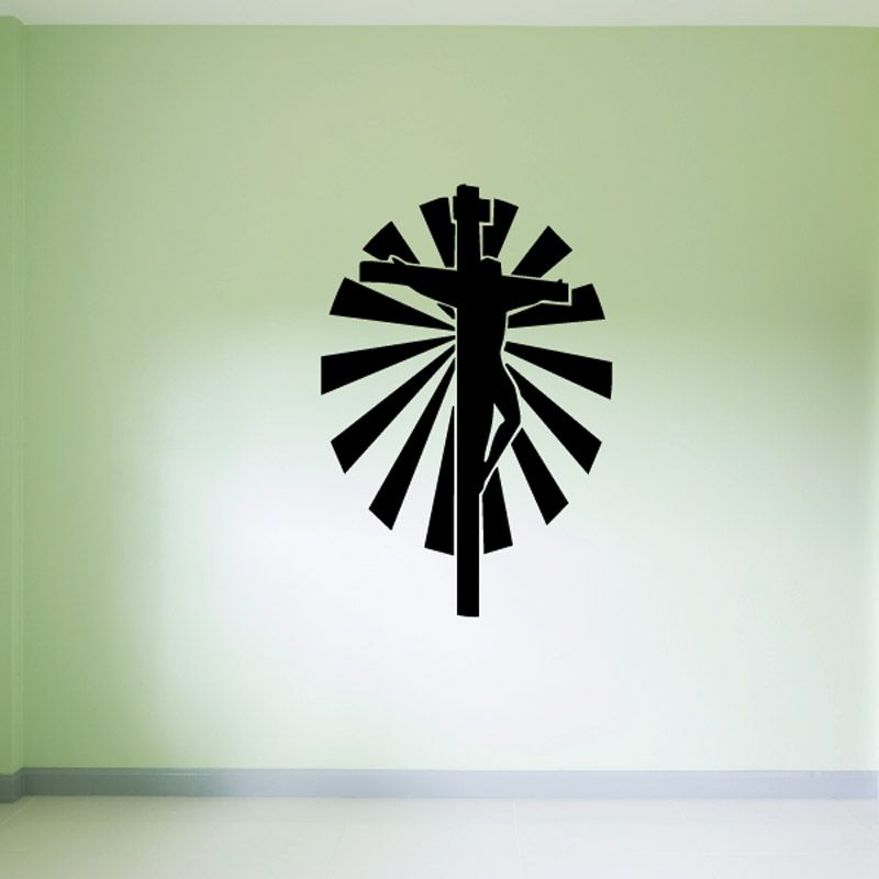 Image of Crucifixion with Light Rays Decal