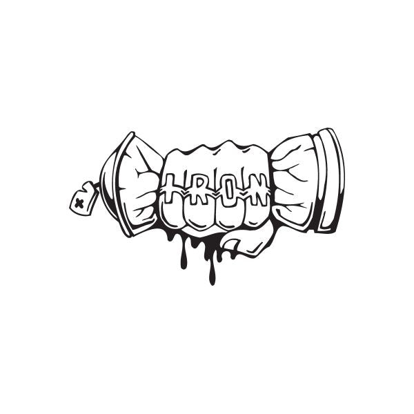 Crushed spray paint can decal, black-and-white graffiti spray can with drips