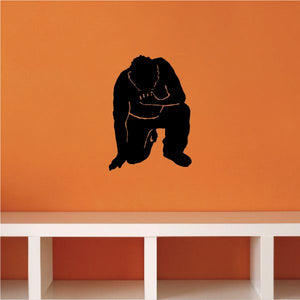 Praying man decal silhouette with tears lines and hands clasped