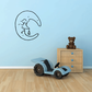 Crying moon face decal with hand-drawn outline and small teardrops