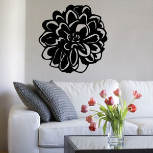 Chrysanthemum flower wall decal, black and white vinyl bloom design