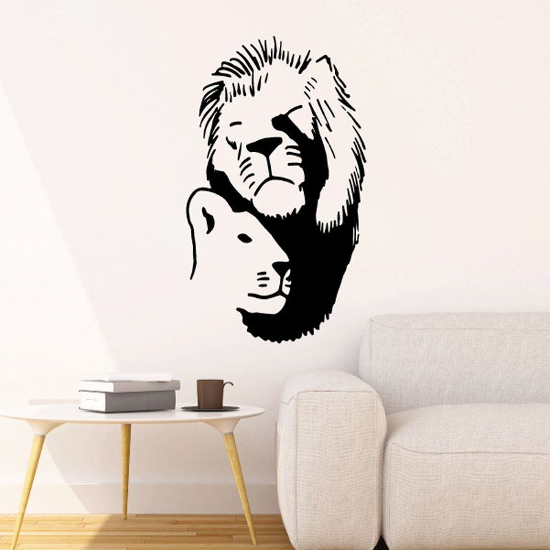 Image of Cuddling Lion and Lioness Decal