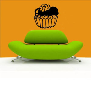 Cupcake frosting decal, black cupcake outline with icing on green chair back