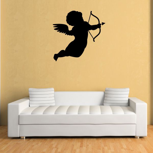 Image of Cupid Wedding with Bow Arrow Silhouette Decal