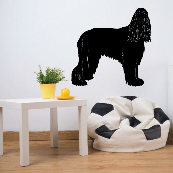 Afghan hound decal with black dog silhouette