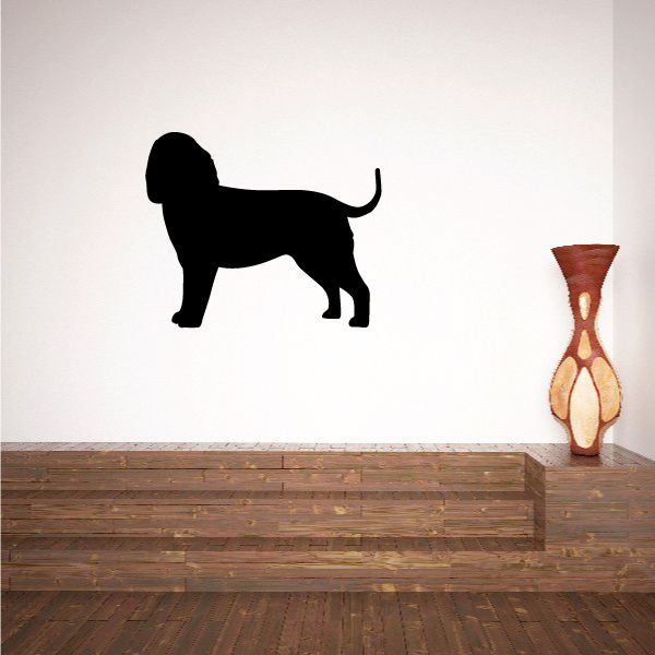 American water spaniel dog decal with black silhouette, side profile and curled tail