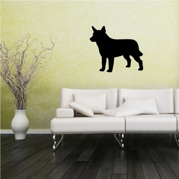 Australian cattle dog decal, black dog silhouette on wall