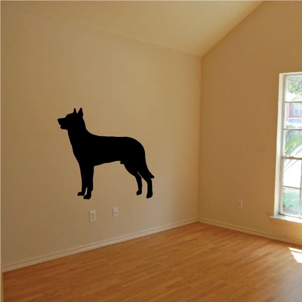Beauceron dog decal, black standing silhouette with raised tail
