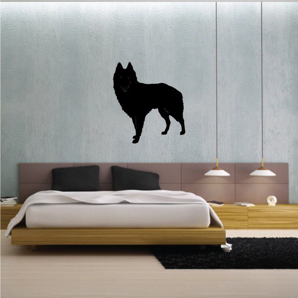 Belgian shepherd dog wall decal with black dog silhouette
