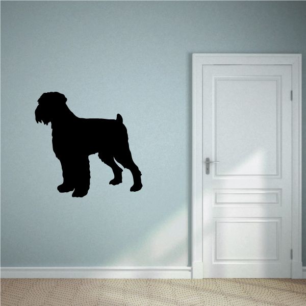 Black Russian Terrier dog silhouette decal, side profile standing