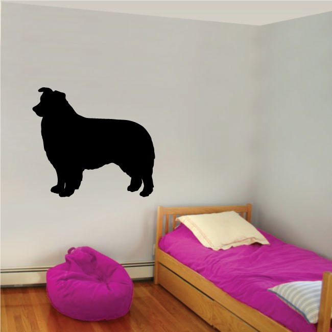 Border collie dog silhouette decal, standing pose