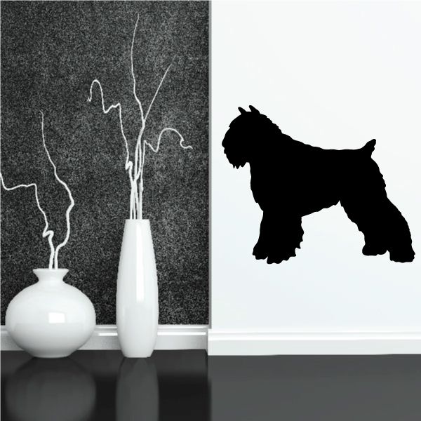 Black Bouvier des Flandres dog wall decal, standing silhouette