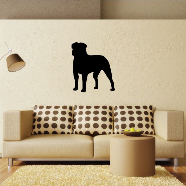 Mastiff dog standing wall decal silhouette, black