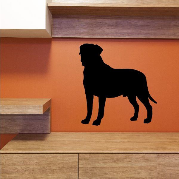 Black mastiff dog wall decal, standing side profile