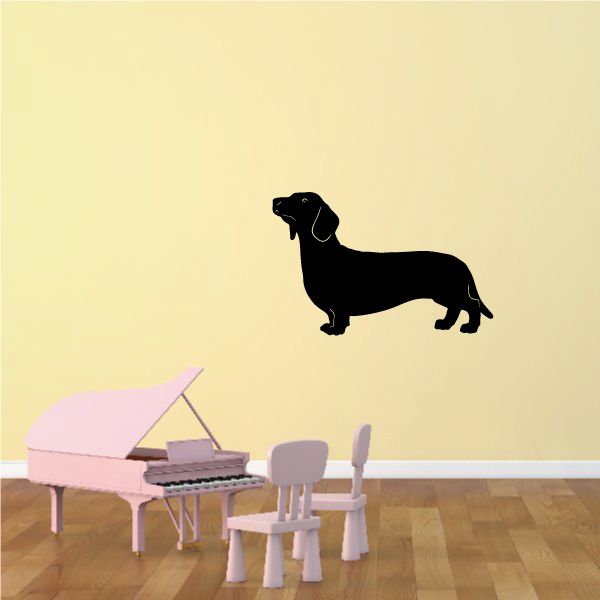 Black dachshund decal, side profile with curious expression