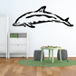 Black dolphin wall decal with curved body and fin details