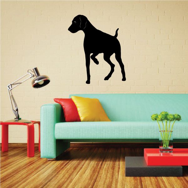 Black English pointer dog decal with full-body silhouette