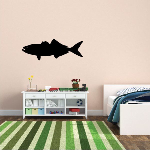 Freshwater trout wall decal with black fish silhouette