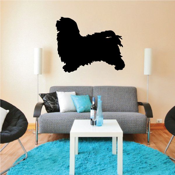 Black Havanese dog silhouette decal, side profile