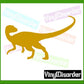 Iguanadon dinosaur decal silhouette, gold with curved tail and raised legs