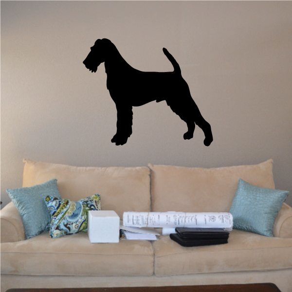 Black Irish terrier dog decal silhouette in side profile