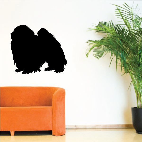 Japanese Chin dog decal, black curious dog silhouette