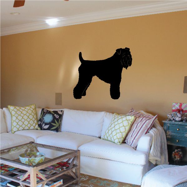 Kerry Blue Terrier wall decal, black dog silhouette with curled tail.