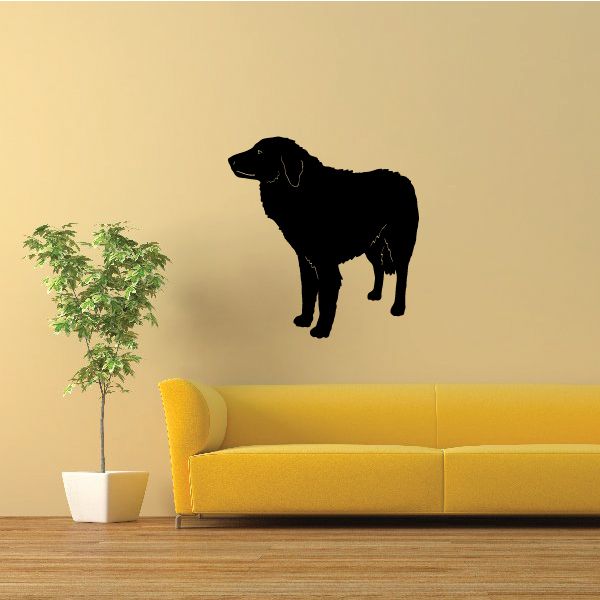Curious Kuvasz decal with black dog silhouette on a light background