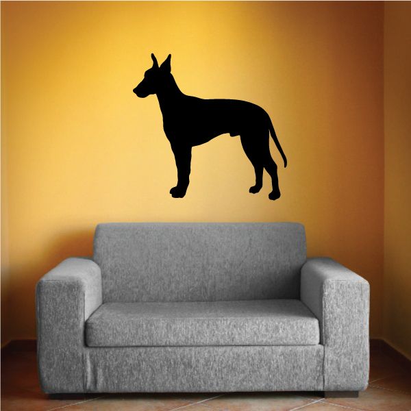 Curious Manchester terrier wall decal, black dog silhouette