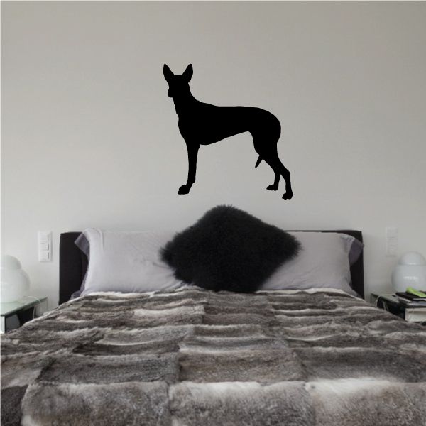 Pharaoh hound decal with black dog silhouette standing