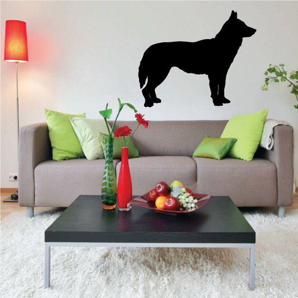 Siberian husky wall decal, black standing dog silhouette