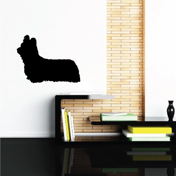 Curious Skye terrier dog wall decal, black silhouette