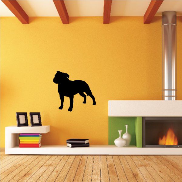 Staffordshire bull terrier wall decal, black dog silhouette