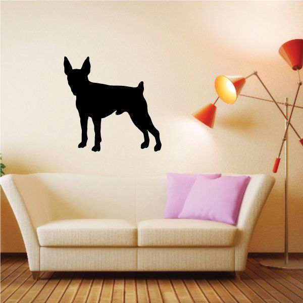Toy fox terrier dog wall decal silhouette, black