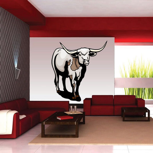 Image of Curiuos Texas Longhorn Cattle Sticker