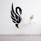 Black curled neck swan wall decal with stylized wings