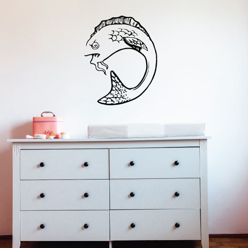 Image of Curled Staring Fish Decal