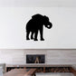 Elephant wall decal with curled trunk, black silhouette