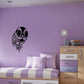 Curled-up owl wall decal in black and white line art