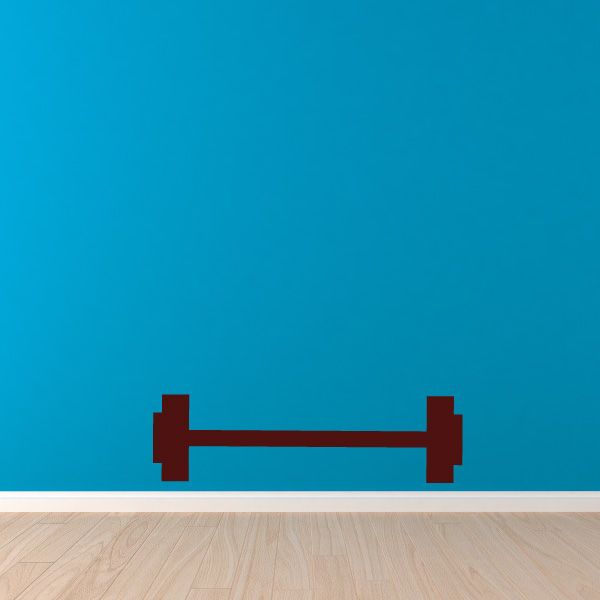 Curling bar decal with dark red barbell shape and end weights