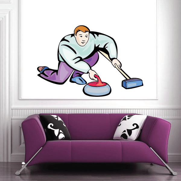 Image of Curling Player Printed Die Cut Decal