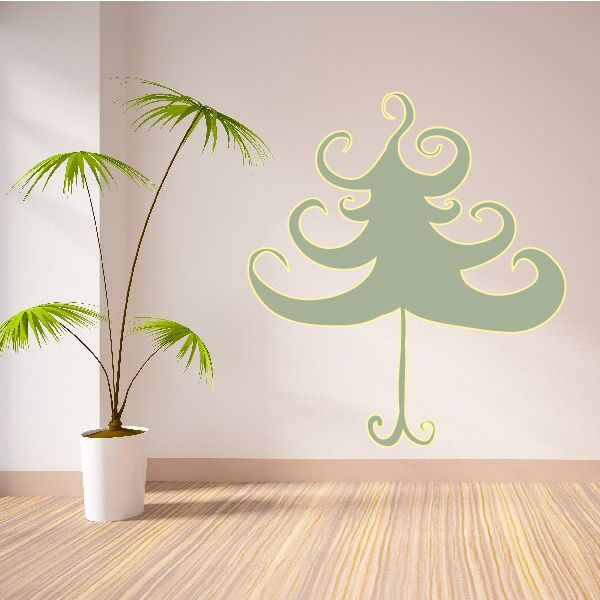 Image of Curly Christmas Tree Printed Decal