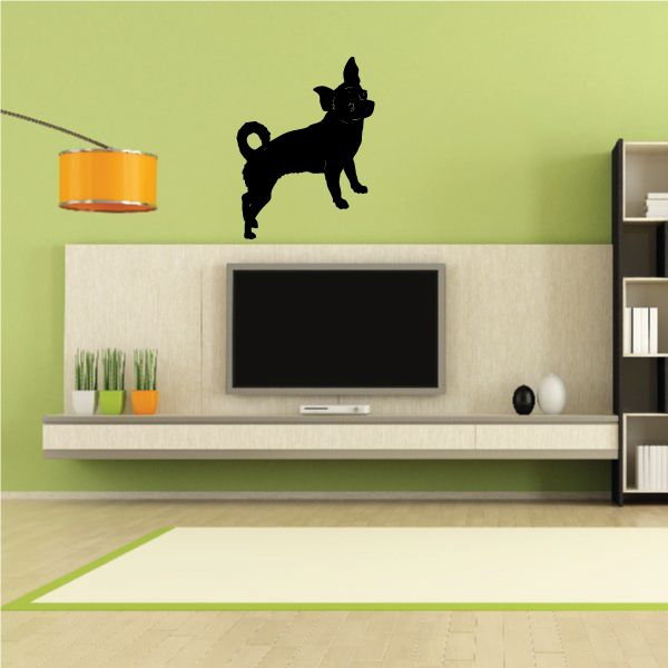 Black Chihuahua dog decal with curly tail