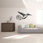 Curly tail hummingbird decal, black bird silhouette with ornate swirl tail