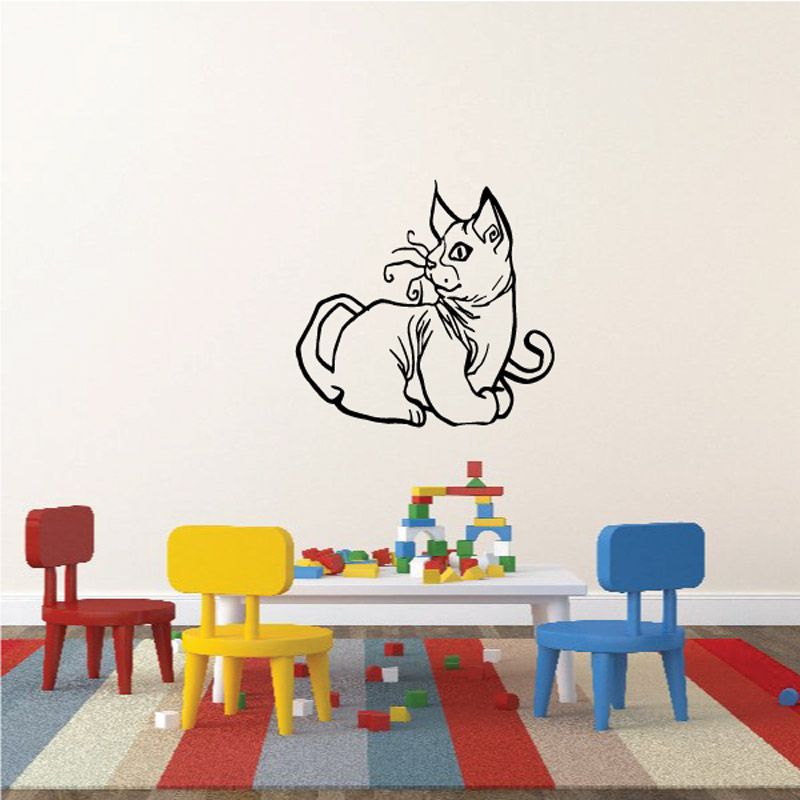 Image of Curly Whisker Cat Resting Decal