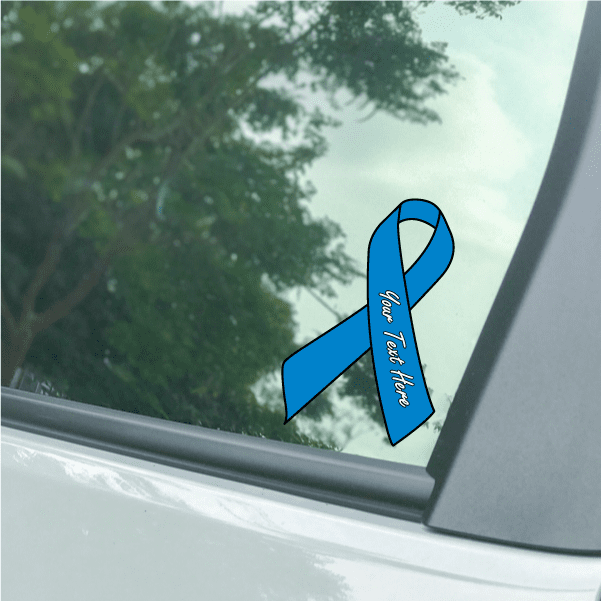Blue awareness ribbon vinyl sticker