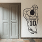 Basketball player wall decal with 'YOUR NAME' and number 10